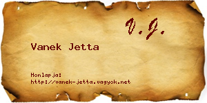 Vanek Jetta névjegykártya